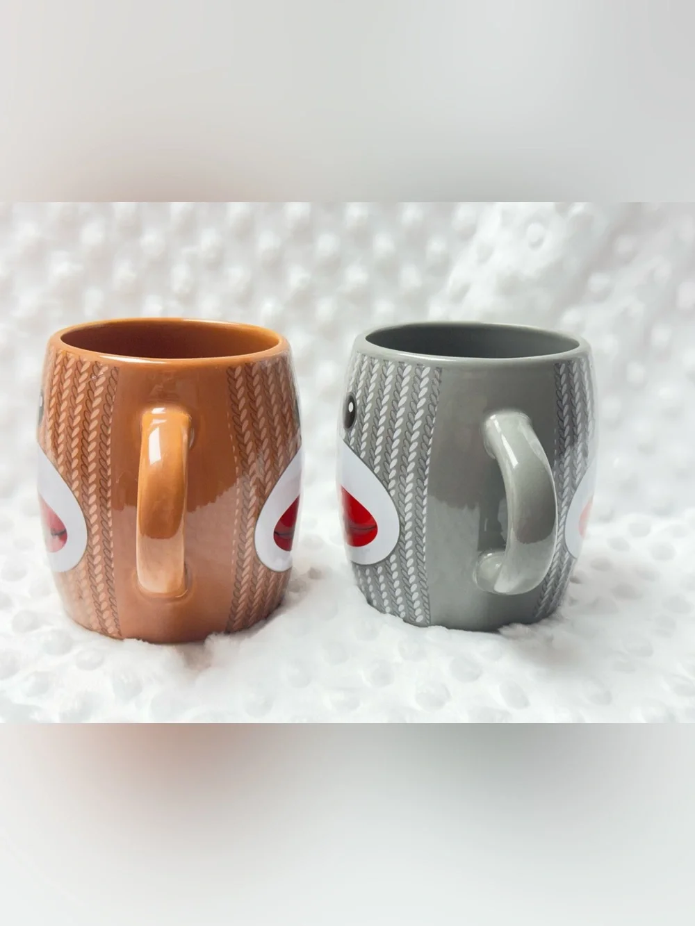 Galerie’s Cheerful Monkey Mugs - 1 brown monkey mug 1 gray monkey mug